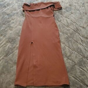 NWT Missguided Off-Shoulder Brown Dress